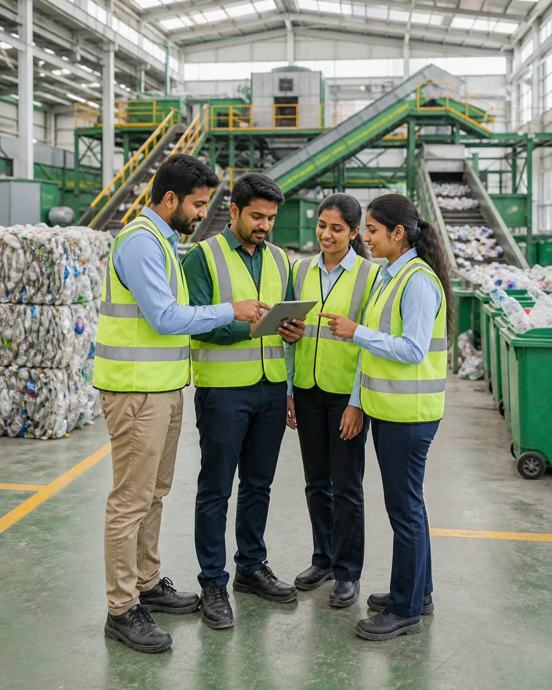 Greenloop environmental professionals collaborating at a recovery facility